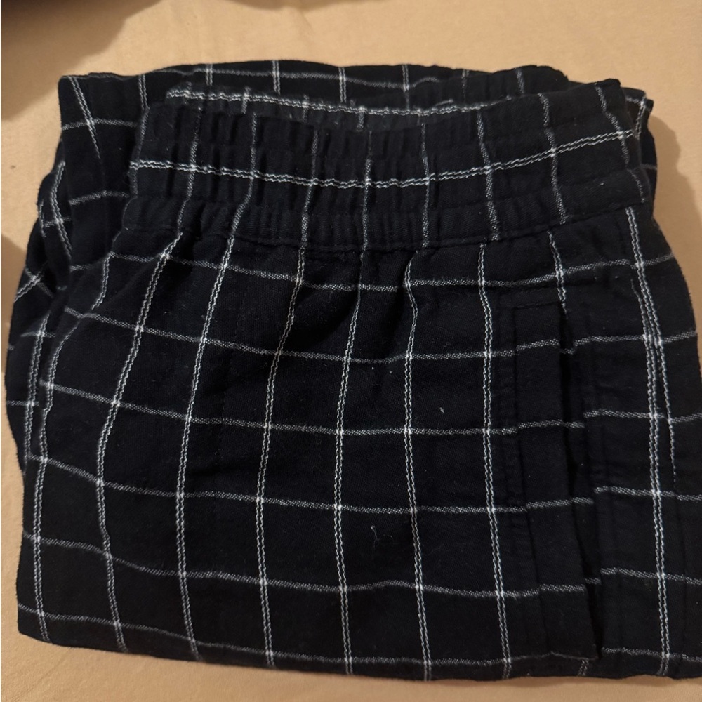 Madewell black and white plaid pull on pants